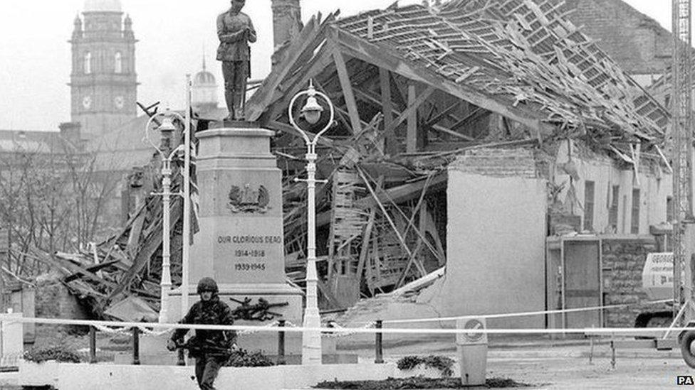 Enniskillen in the aftermath of the IRA 'Poppy Day' bombing in 1987