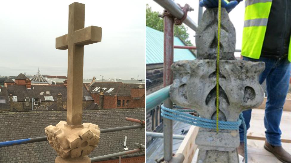 New cross (left) and the old stump (right)