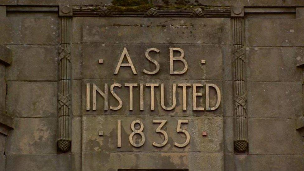 "1835" Airdrie Savings Bank sign