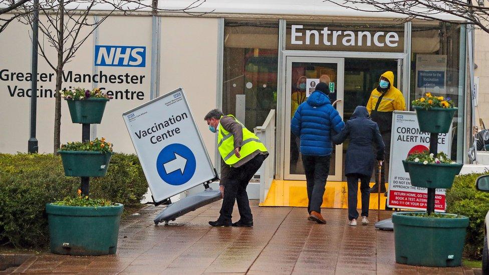 A vaccination centre in Greater Manchester