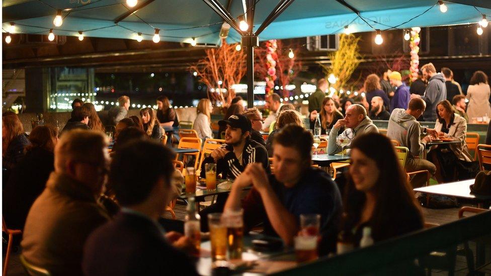 Diners seated outside