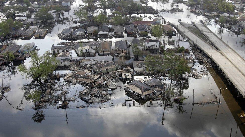 Flooding in New Orleans after hurricane Katrina in 2005