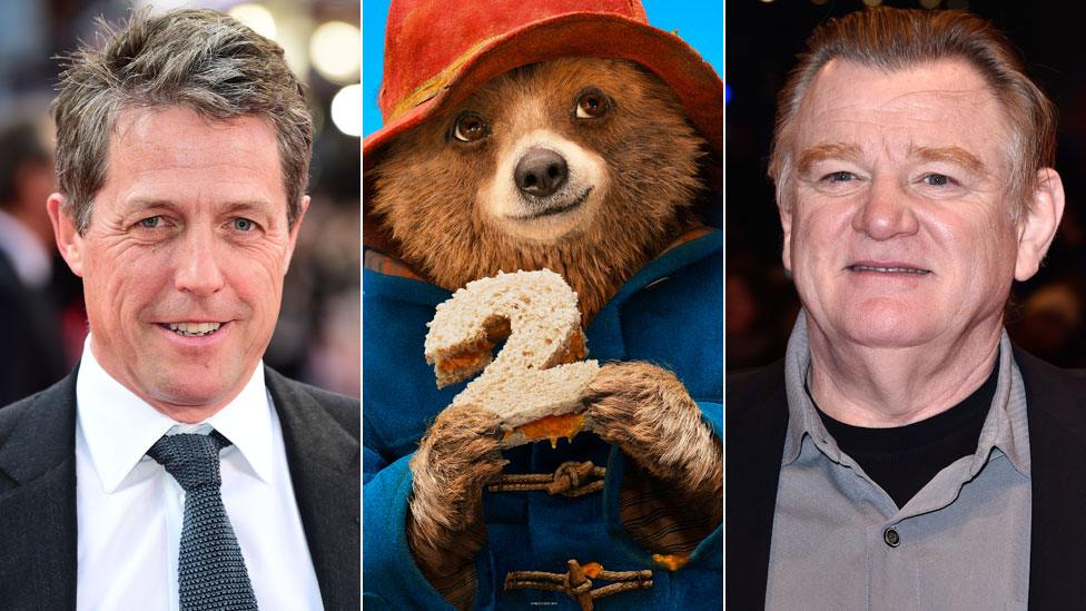 Hugh Grant and Brendan Gleeson with Paddington 2 promotional image