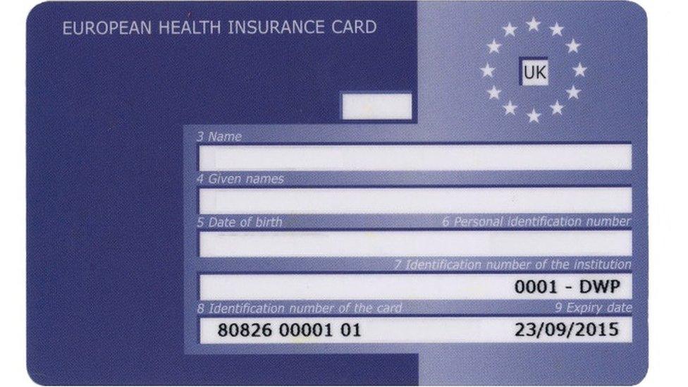 An example of an EHIC card