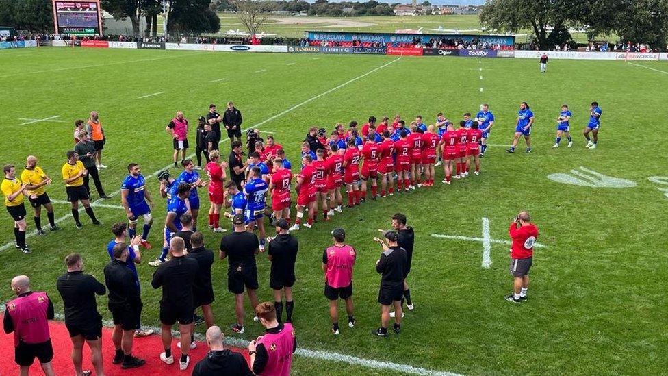 Jersey Reds players lining up for match