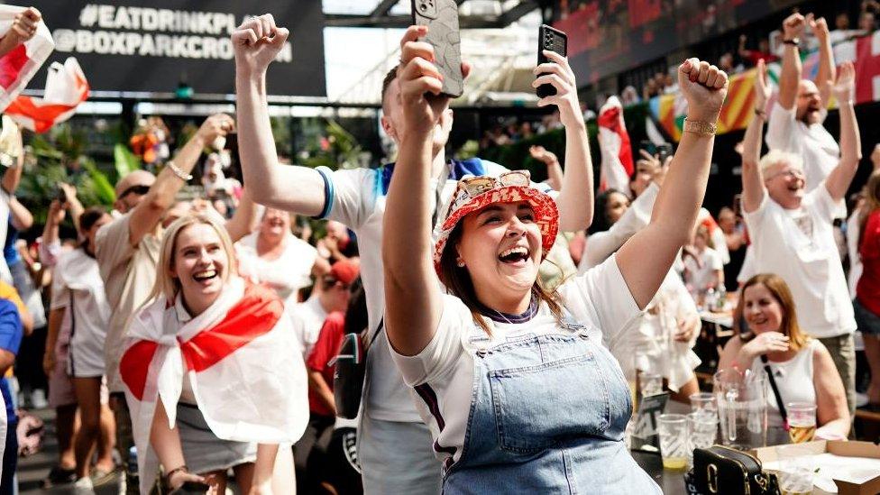 England fans celebrating