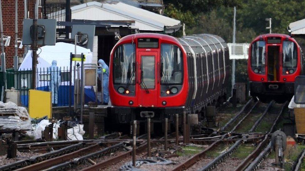 Tube train at Parsons Green