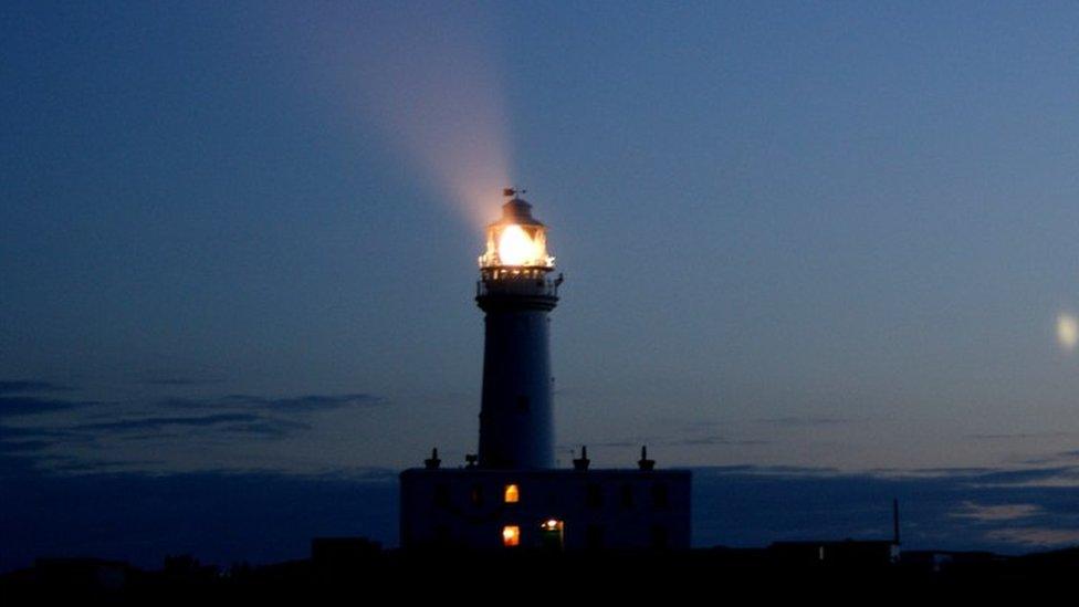 Flamborough Head Lighthouse at twilight