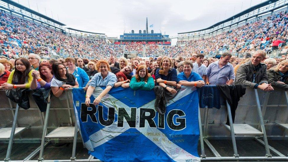 Fans wait for Runrig on concert in a sold out arena at Edinburgh Castle in 2016