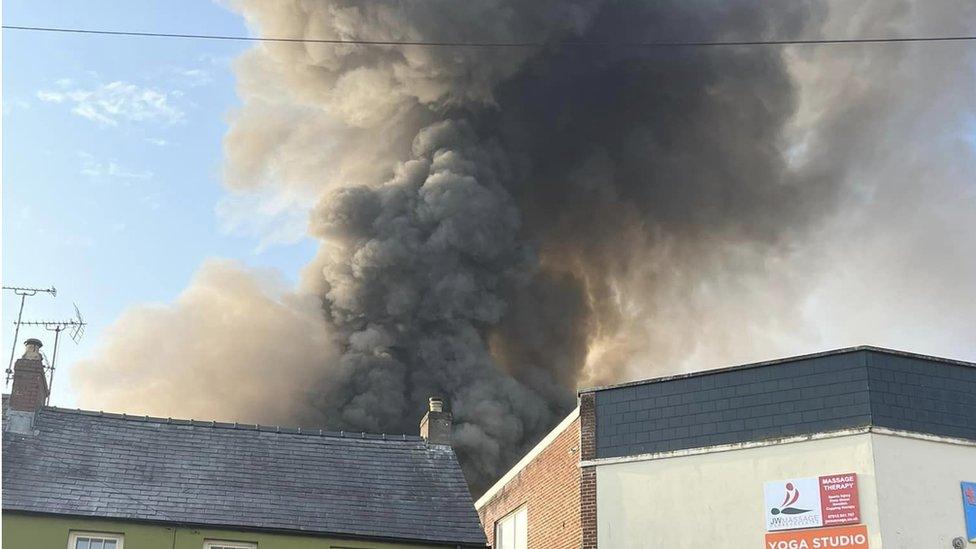 Smoke above Haverfordwest