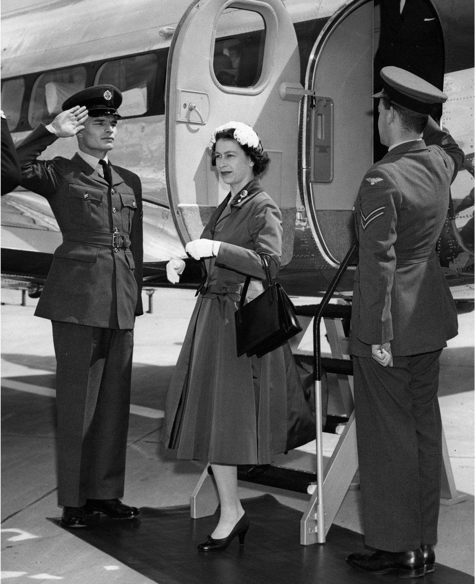 Queen Elizabeth II arriving at Gatwick