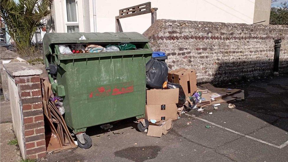 Overflowing bins in Worthing