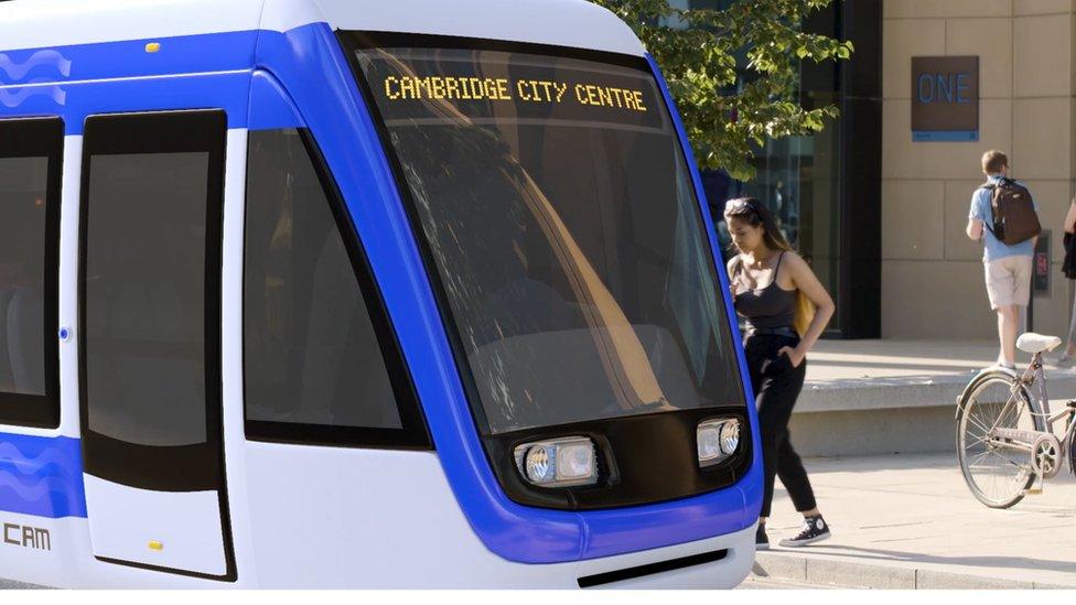 Artist's impression of a Cambridge Metro tram