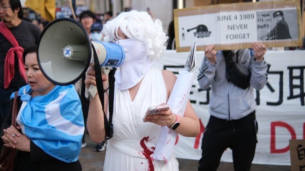 People protest in London