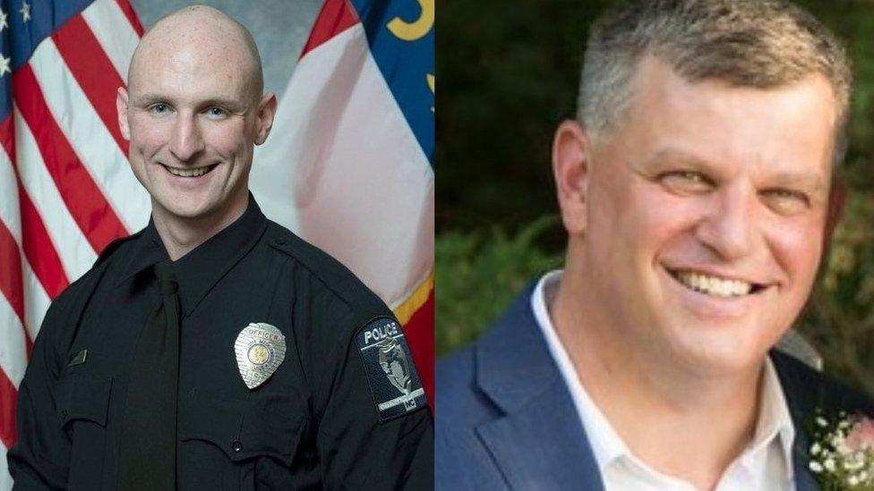 Joshua Eyer (left) with the Charlotte-Mecklenburg Police Department and deputy officer Thomas Weeks with the US Marshals Office