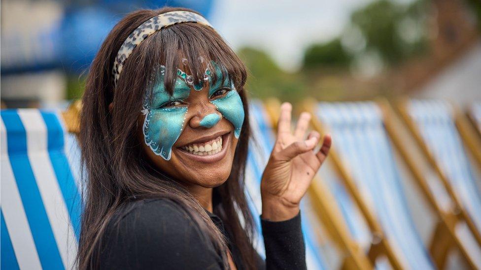 Woman with face painting