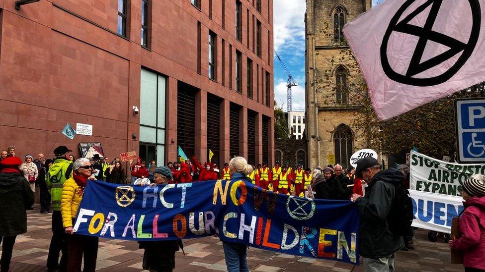 Campaigners outside Bristol court