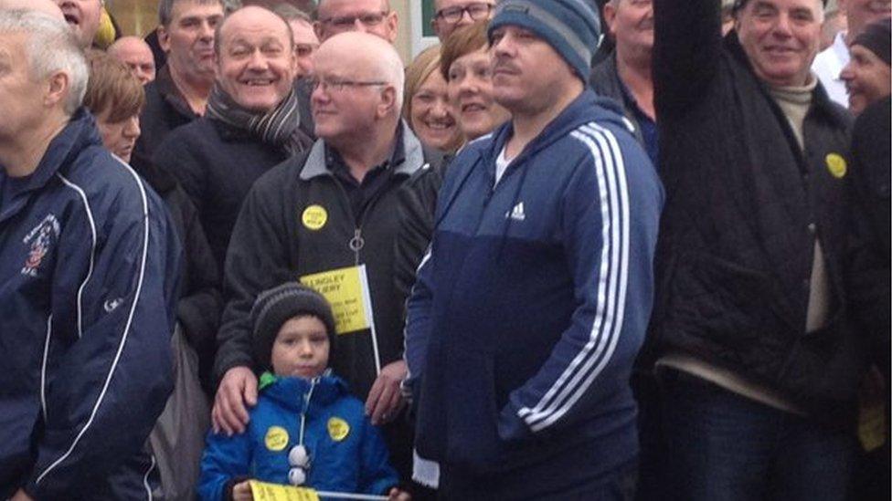 Miners from former pits around the country attended the march at Kellingley