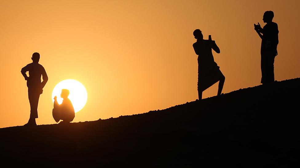 Worshippers take part in a morning prayer in Cairo, Egypt