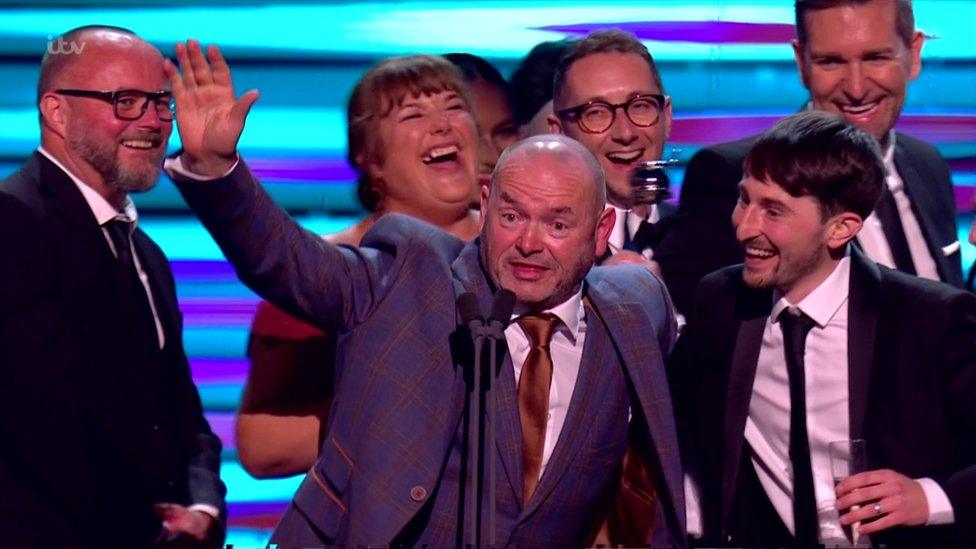 The stars of Gogglebox on stage at the NTAs