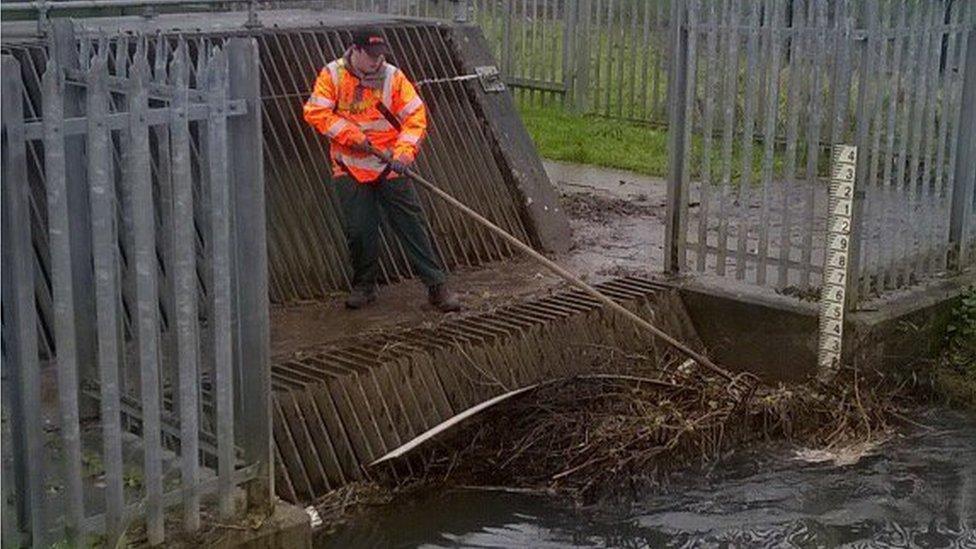 Workers from NRW are clearing rivers to try and minimise flooding