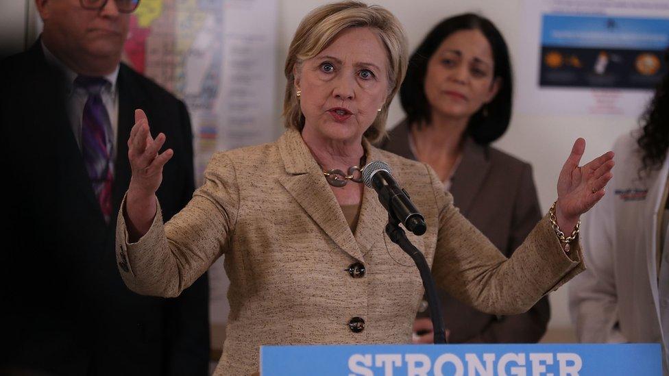 Democratic presidential nominee Hillary Clinton calls on Congress to pass emergency funding while speaking at the Borinquen Health Care Center in Miami, Florida.