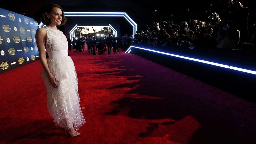 Actress Daisy Ridley at the Star Wars premiere in Los Angeles