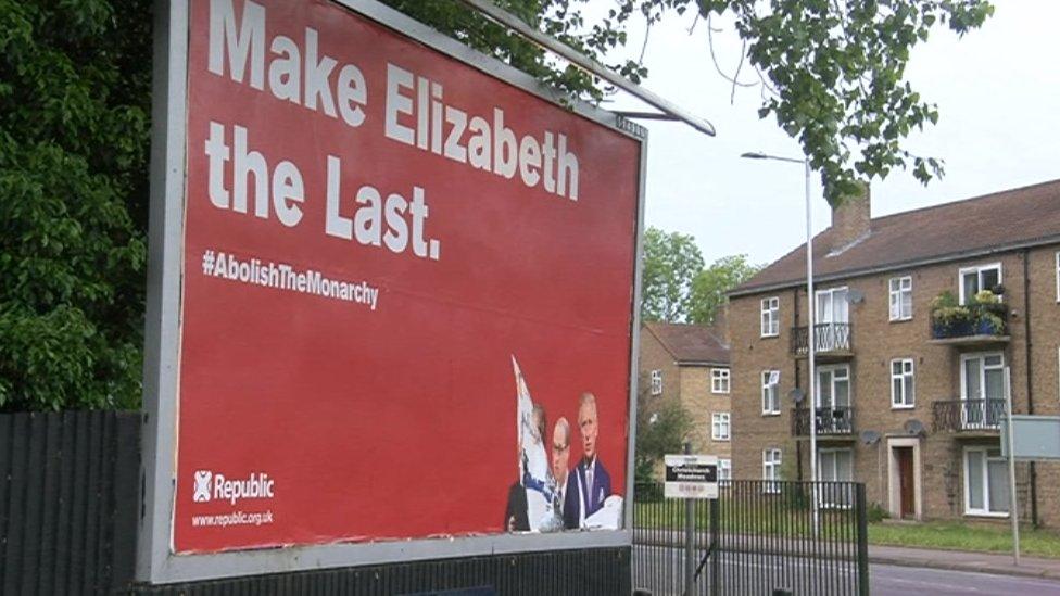 Republic's anti-monarchy poster in Caversham, Reading