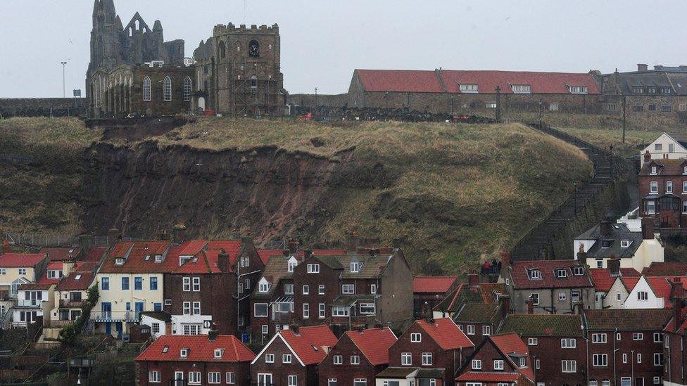 Landslip beneath Whitby Abbey