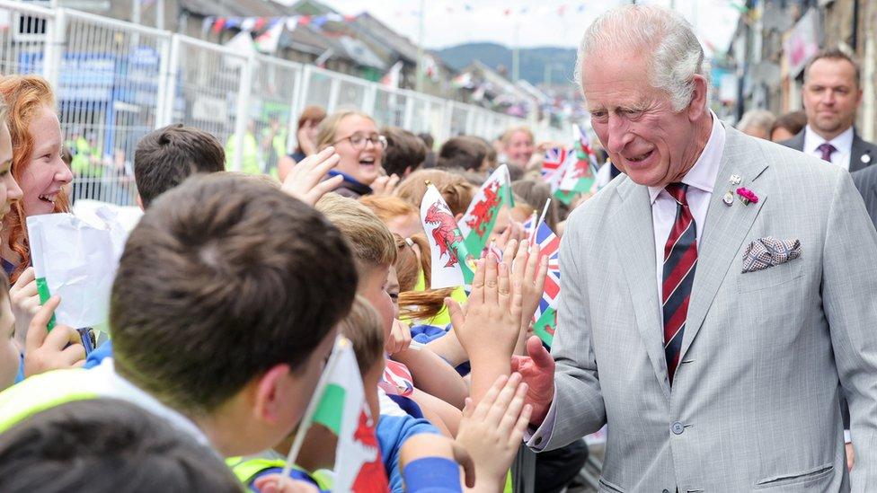 Charles on a walkabout in Treorchy in July