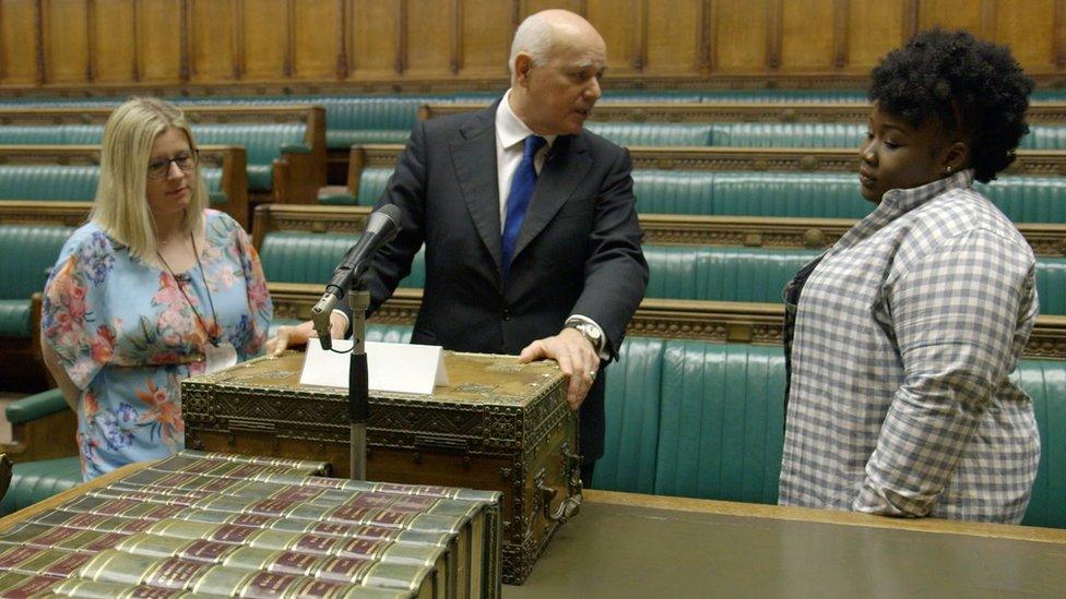 Iain Duncan Smith and Chiara and LaTifah in the Commons