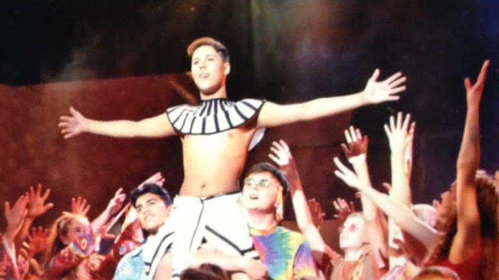 Jayden Booroff in a production of Joseph and the Amazing Technicolor Dreamcoat