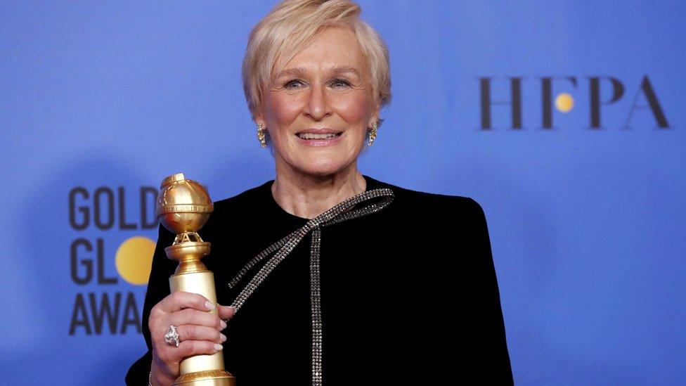 Glenn Close with her Golden Globe