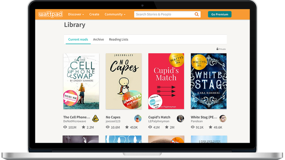 The Wattpad platform for desktop