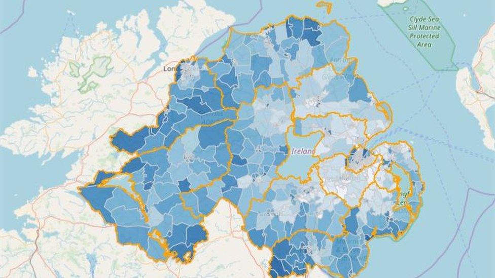 Deprivation map of Northern Ireland