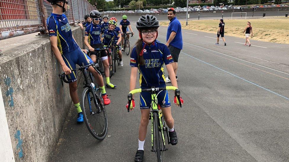 Children training with Maindy Flyers at the Maindy velodrome