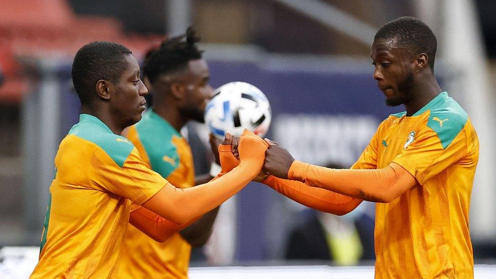 Ivory Coast players in an October 2022 game against Japan