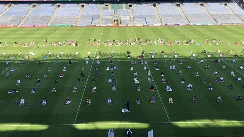 A total of 500 members of Ireland's Muslim community celebrated Eid at the stadium