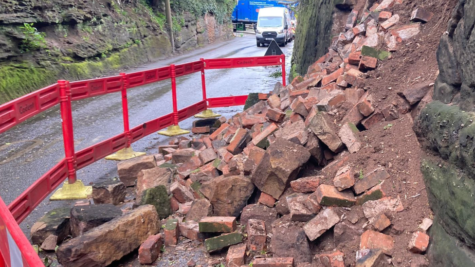 An image of the collapsed wall