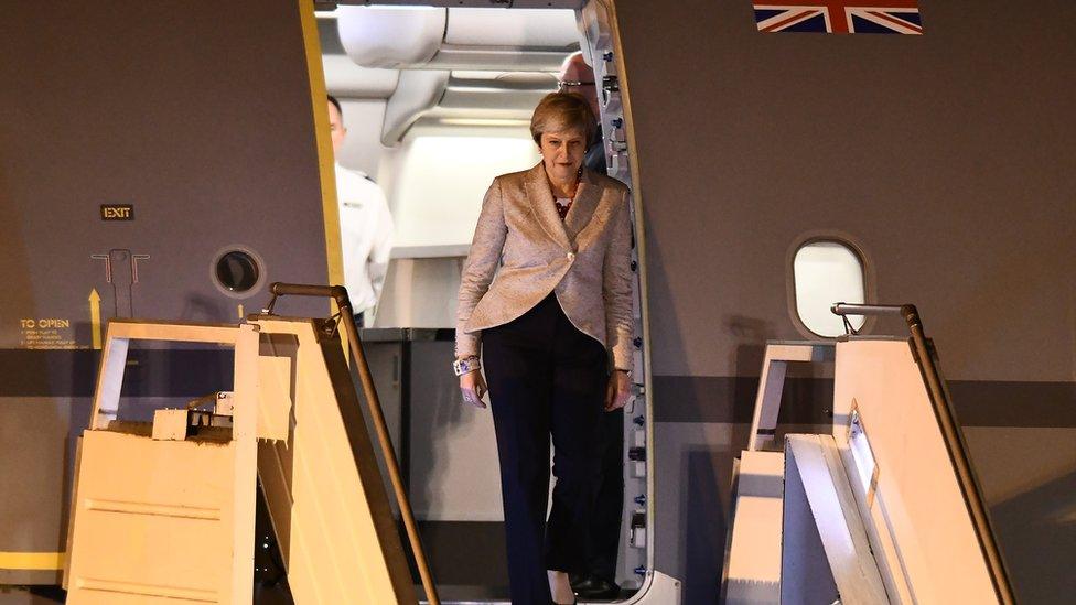 Theresa May steps off her plane in Buenos Aires, on 29 November 2018