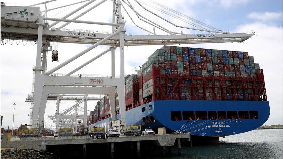 Container ship in Oakland port