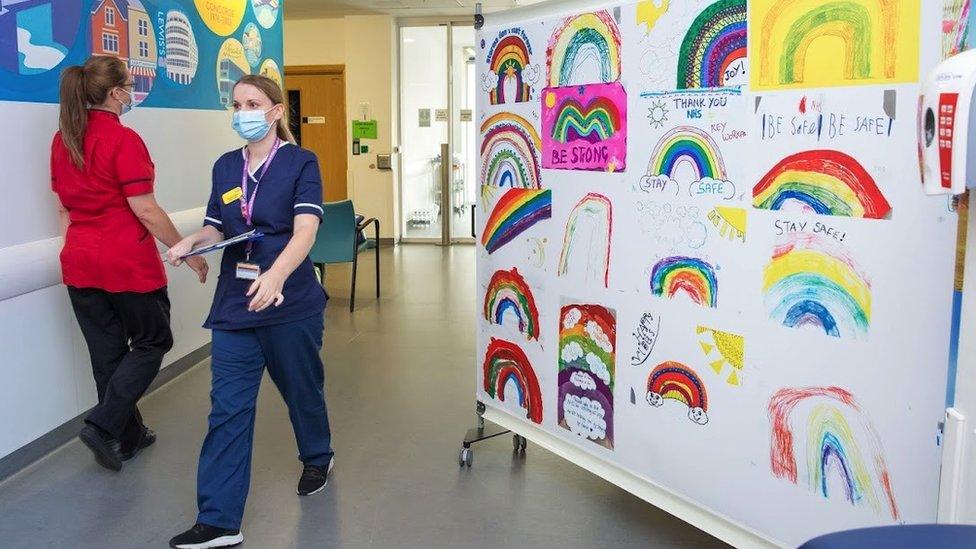 Rainbow wall in the hospital