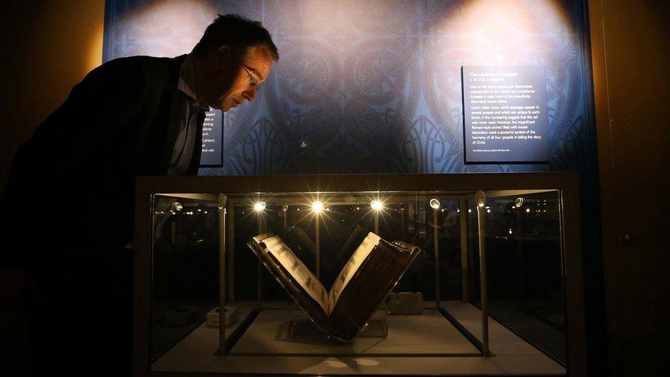 The gospels on display at Palace Green Library in Durham in 2013