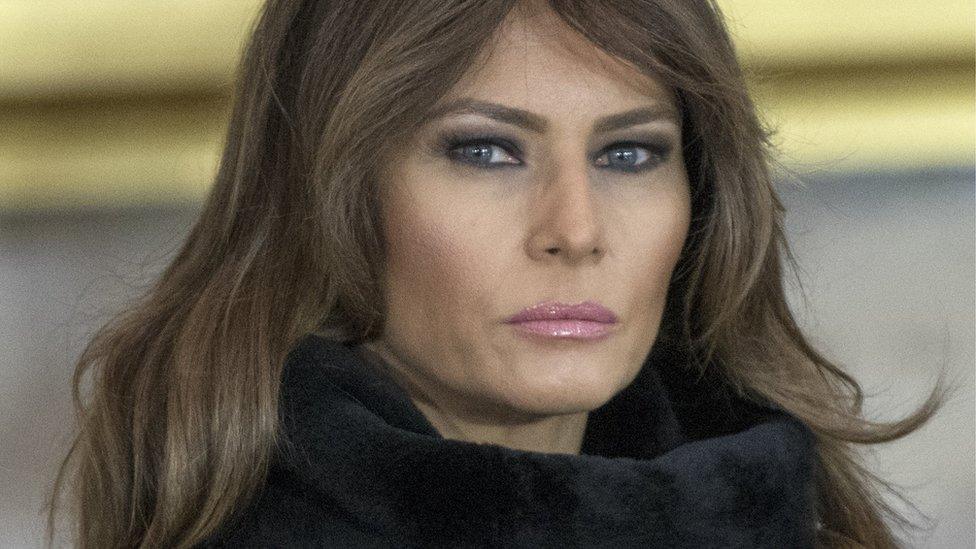 First lady Melania Trump attends a ceremony for American evangelist Billy Graham as he lies in honor in the Rotunda of the US Capitol in Washington, DC, USA, 28 February 2018.