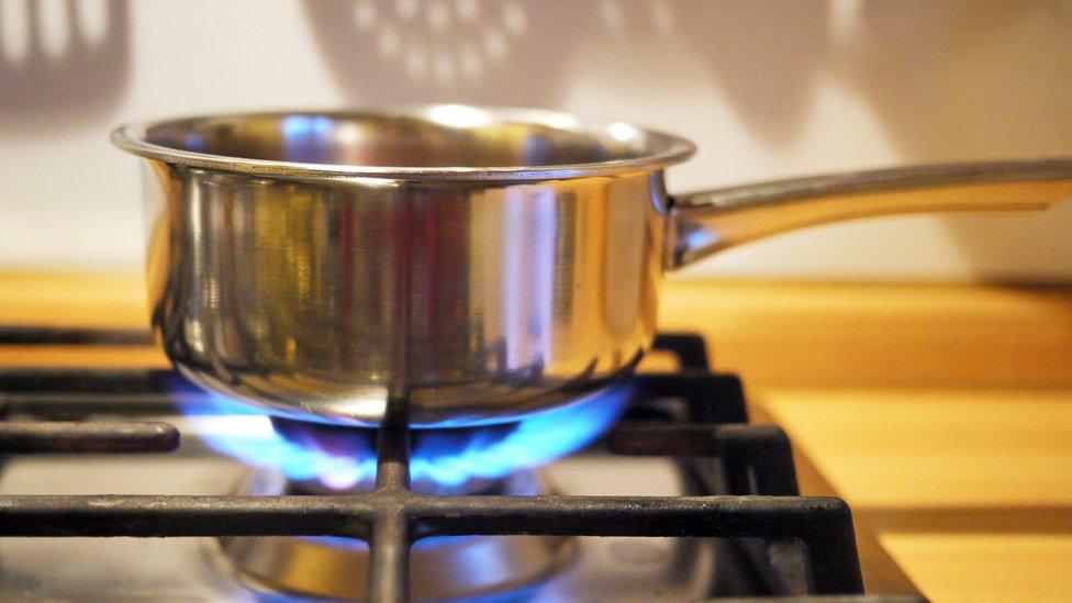 Pan on gas hob