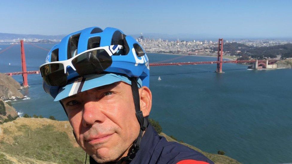 Mark Madeo gets a break from shelter-in-place orders with bike rides near his home in San Francisco