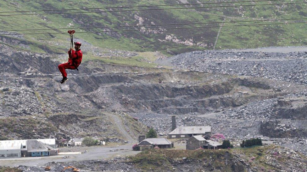 Zip line in Blaenau Ffestiniog