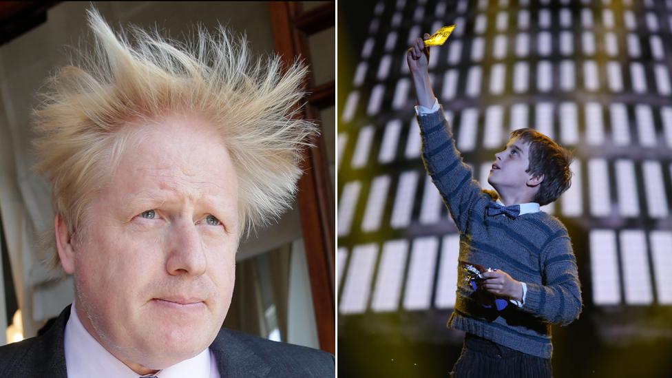 Boris Johnson and Charlie from Charlie and the Chocolate Factory