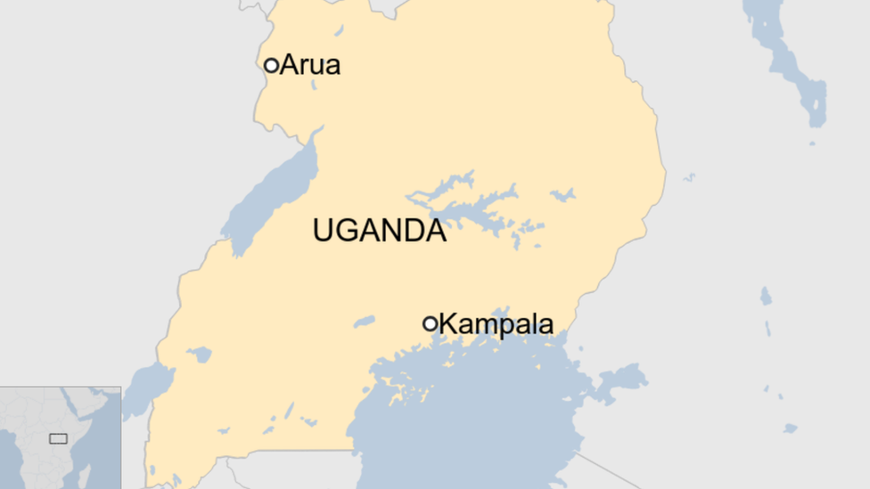 Map of Uganda showing Arua