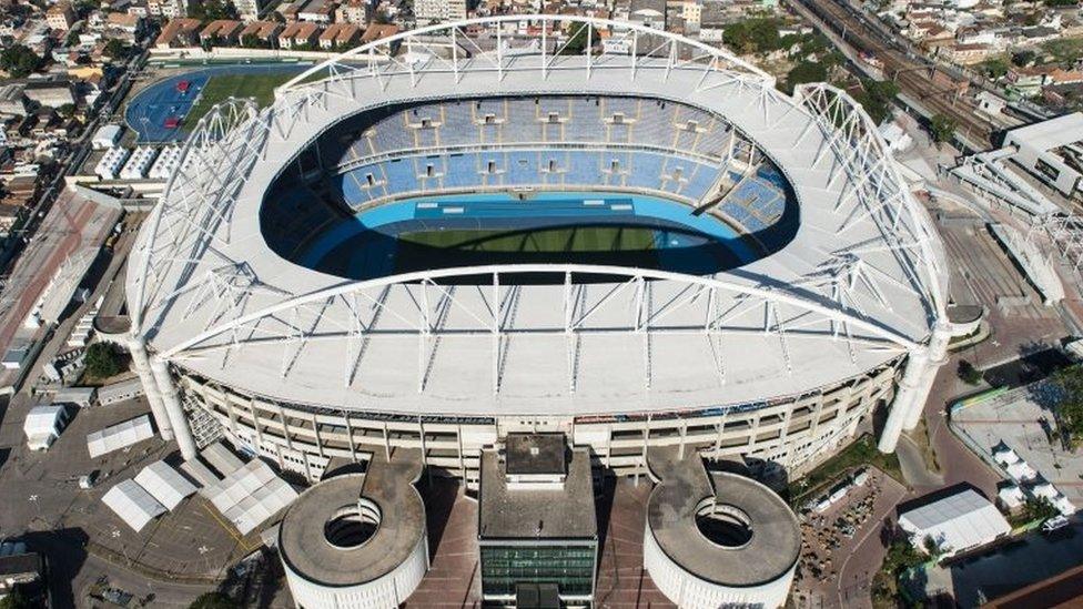 Aerial view of the Olympic Stadium, known as Engenhao, which will host athletics and football events during the Rio 2016 Olympic Games, in Rio de Janeiro, Brazil, taken on July 26, 2016.